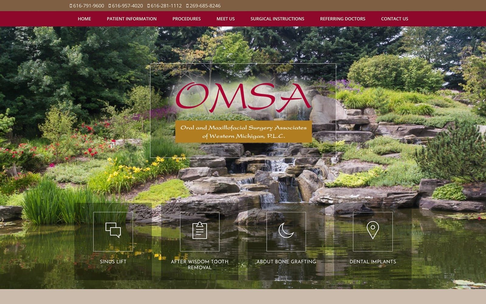 The screenshot of oral & maxillofacial surgery associates of western michigan omsaofwm. Com website