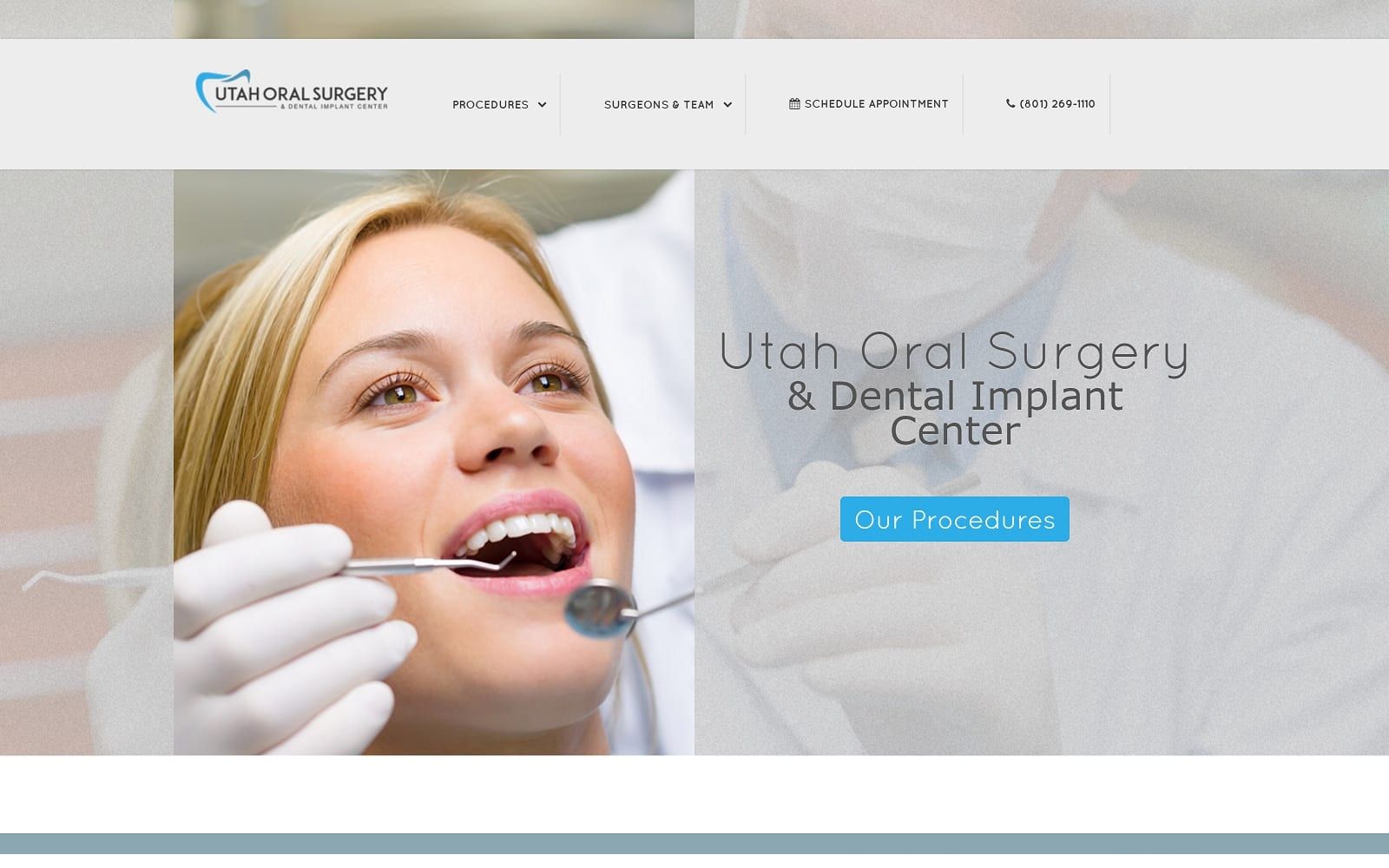 The screenshot of utah oral surgery & dental implant center oralsurgeoninutah. Com website