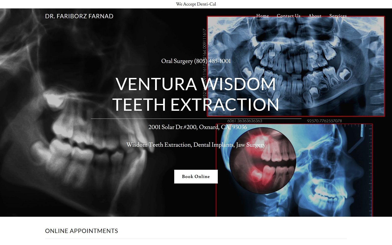 The screenshot of oxnard oral and facial surgery oxnardoralandfacialsurgery. Com dr. Fariborz farnad website