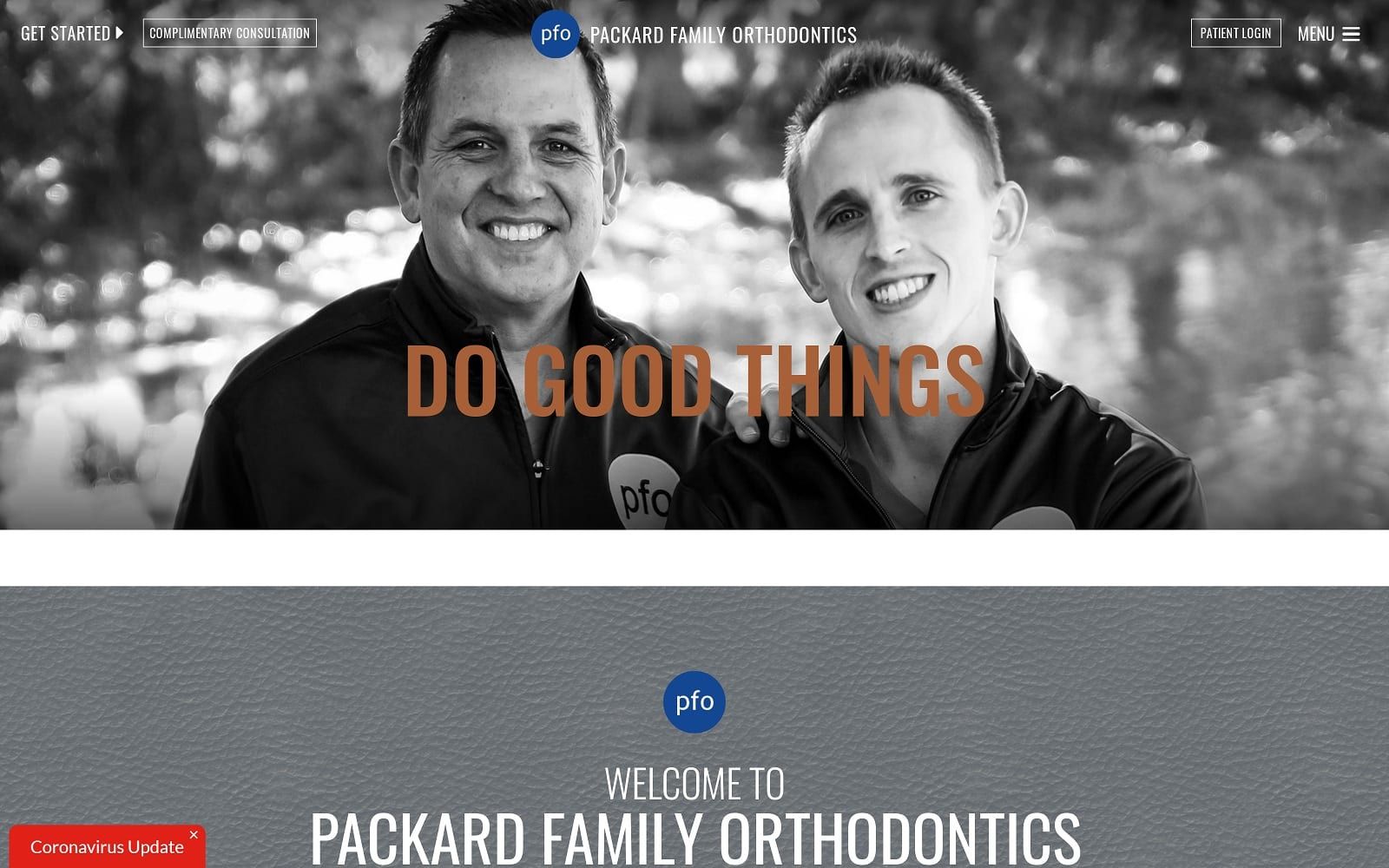 The screenshot of packard family orthodontics packardfamilyorthodontics. Com dr. Packard website