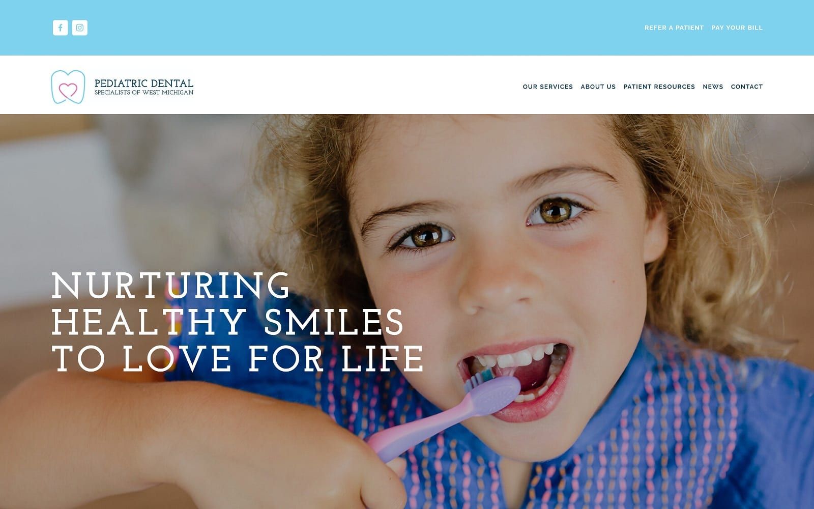 The screenshot of pediatric dental specialists of west michigan pdsofwestmi. Com website