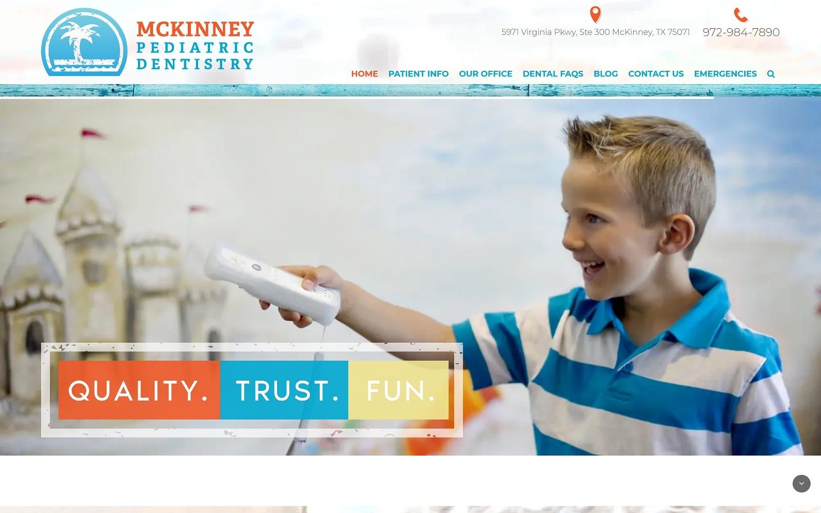 The screenshot of mckinney pediatric dentistry pediatricdentistmckinneytx. Com website