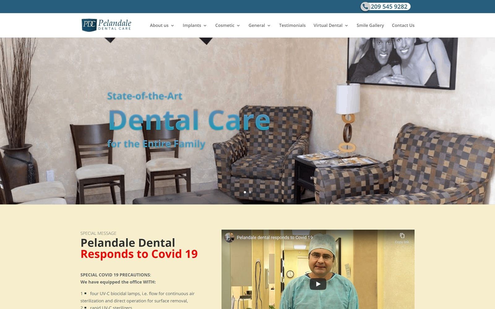 The screenshot of pelandale dental care pelandaledental. Com website