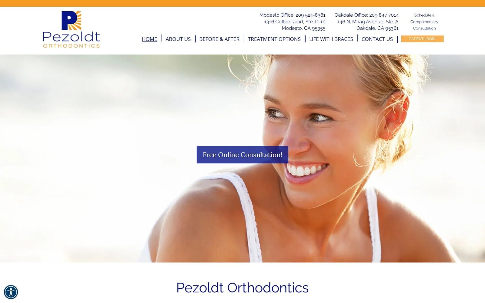 The screenshot of pezoldt orthodontics - pezoldt brad e dds pezoldtorthodontics. Com website