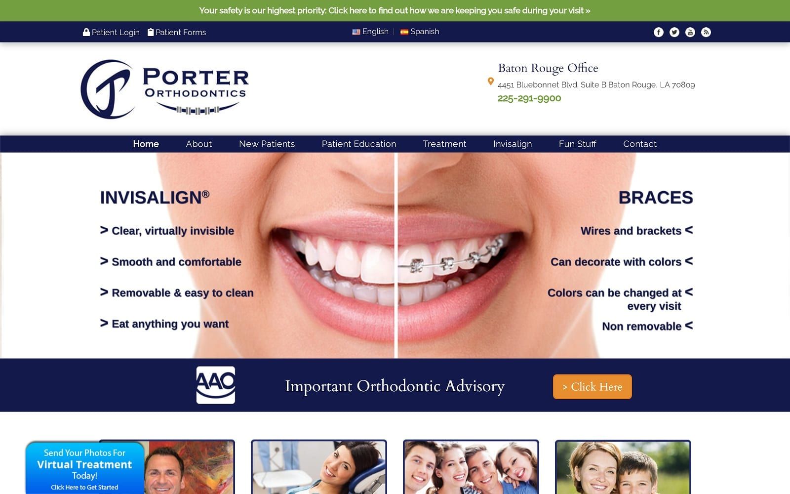 The screenshot of porter orthodontics porterbraces. Com dr. Joseph porter website