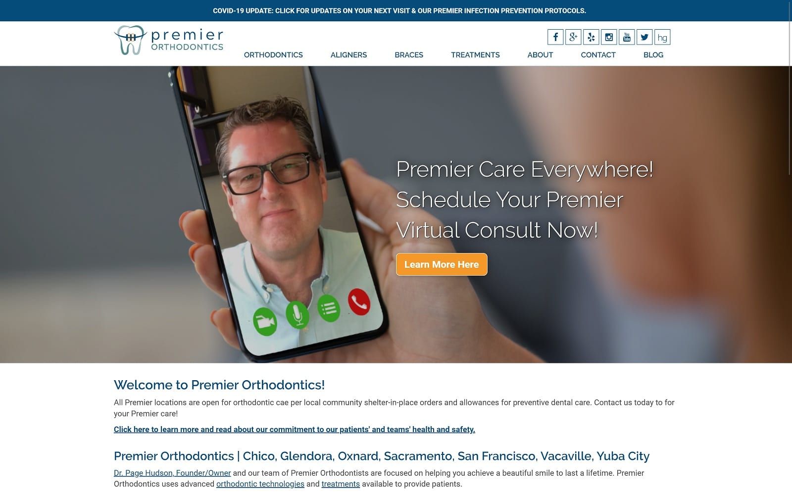 The screenshot of premier orthodontics - oxnard premierorthodontics. Com dr. Page hudson website