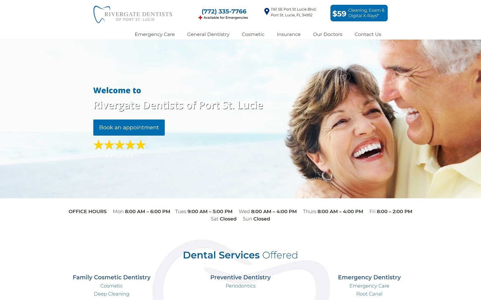 The screenshot of rivergate dentists of port st. Lucie rivergatedentistsofportstlucie. Com website