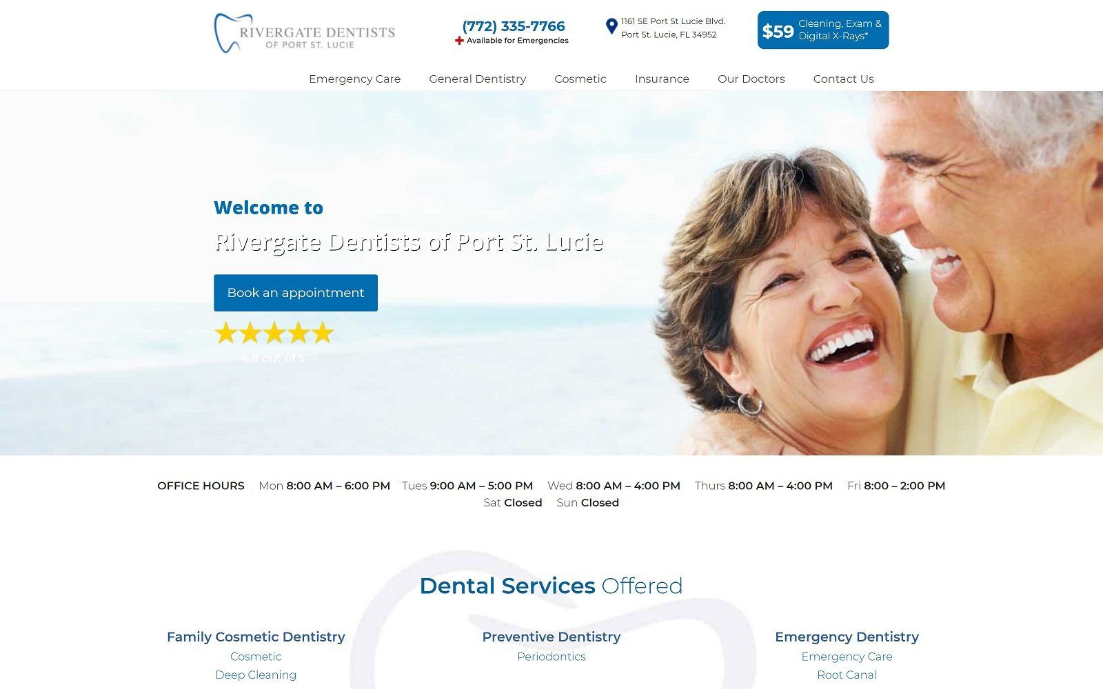The screenshot of rivergate dentists of port st. Lucie rivergatedentistsofportstlucie. Com website