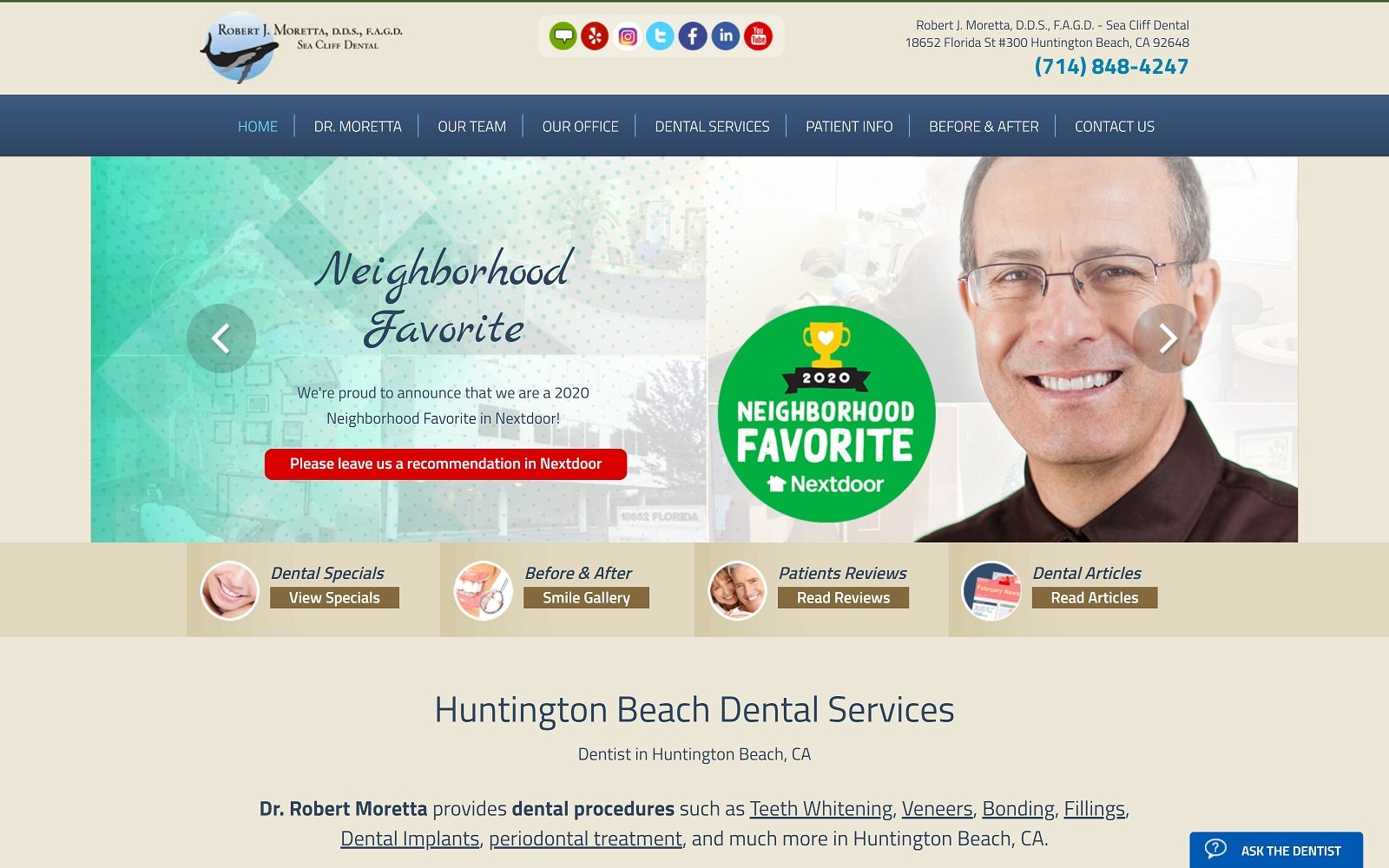 The screenshot of robert j. Moretta, dds rmoretta. Com website