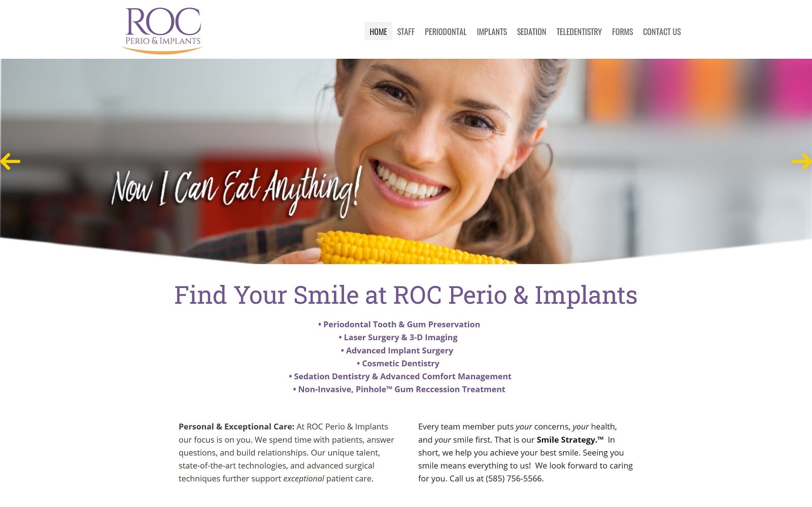 The screenshot of roc perio & implants rocperio. Com website