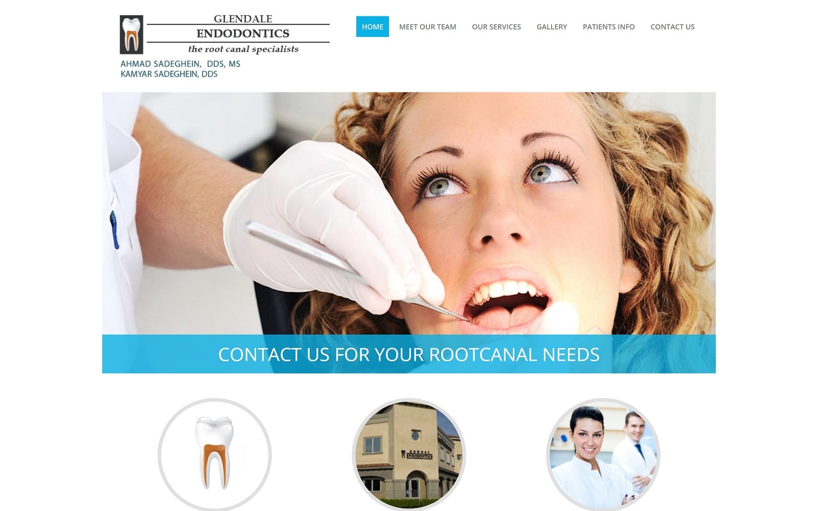 The screenshot of glendale endodontics rootcanalglendale. Com website