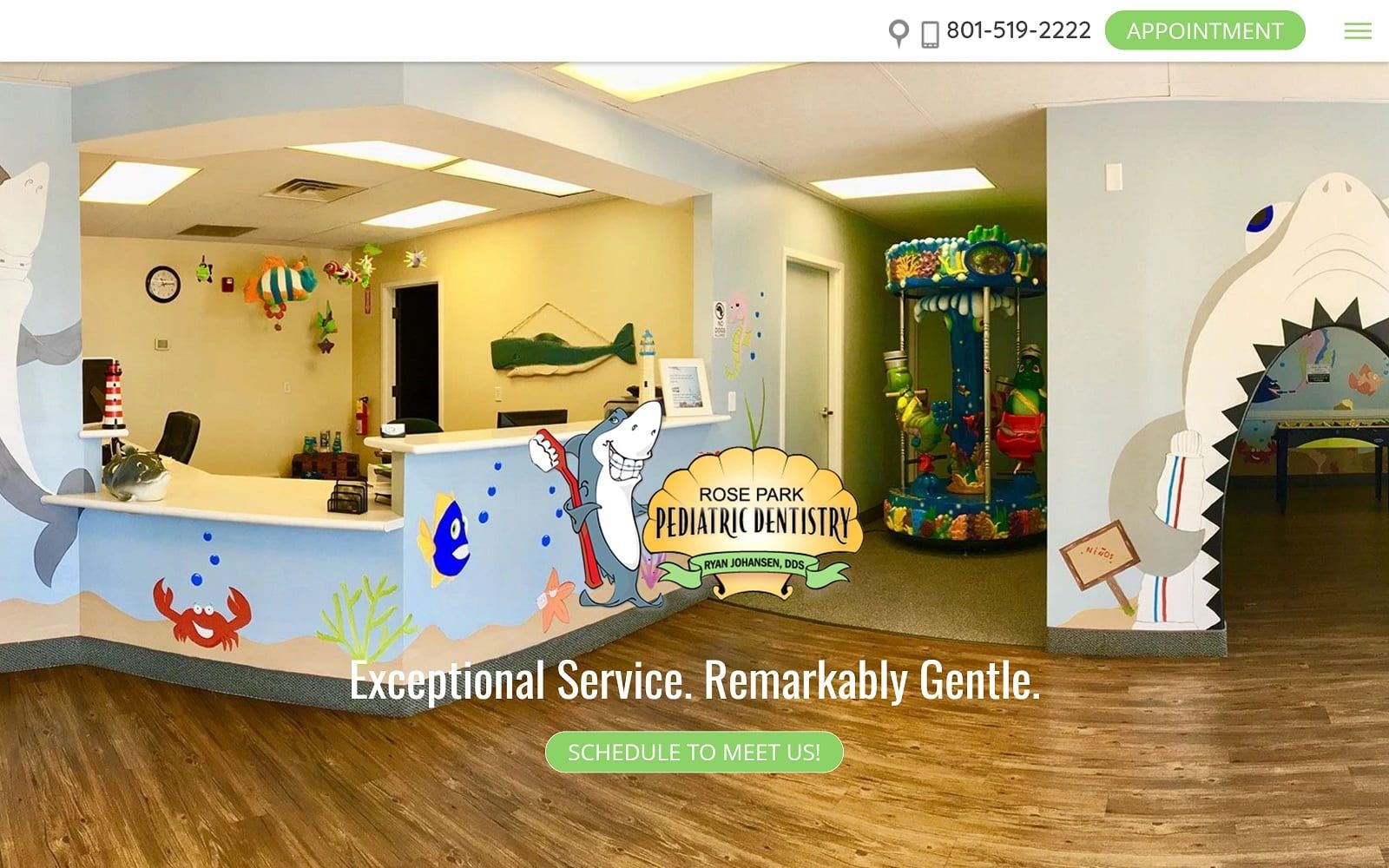 The screenshot of rose park pediatric dental roseparkpediatricdental. Com dr. Ryan johansen website