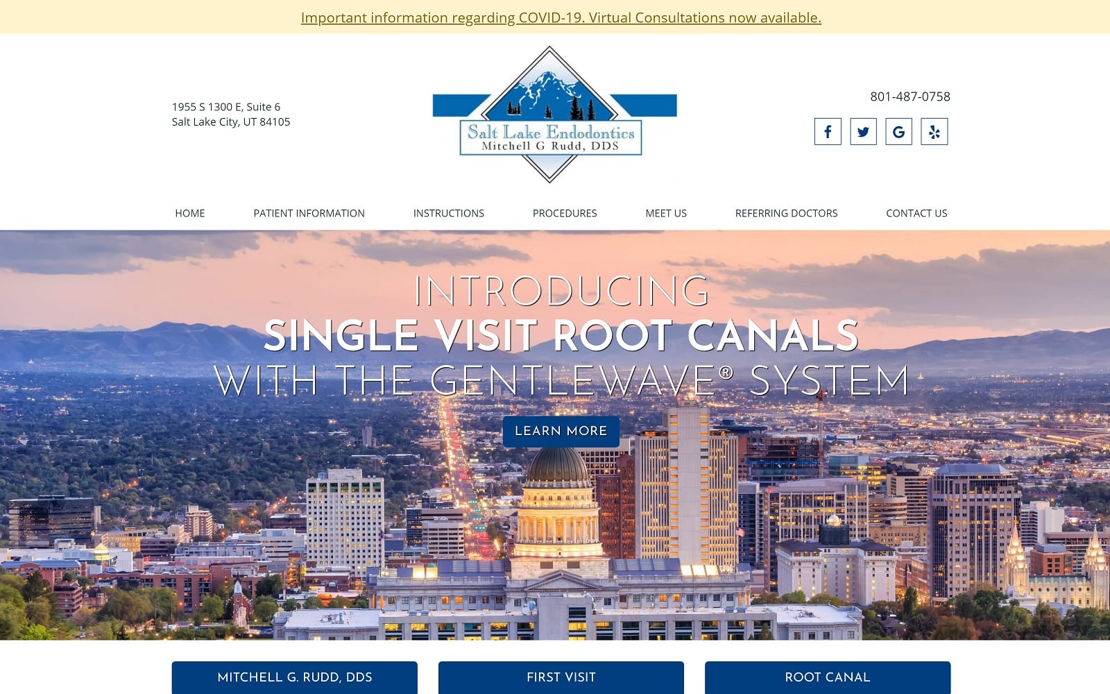 The screenshot of salt lake endodontics pc, mitchell g rudd dds saltlakeendo. Com website