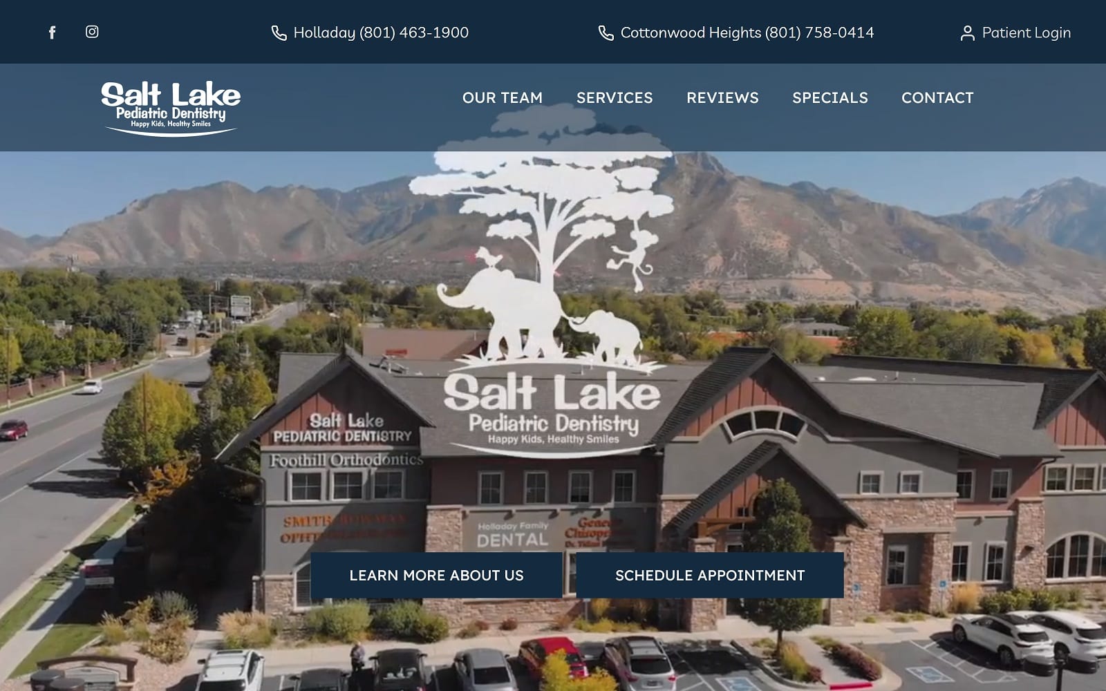 The screenshot of salt lake pediatric dentistry saltlakepediatricdentist. Com website