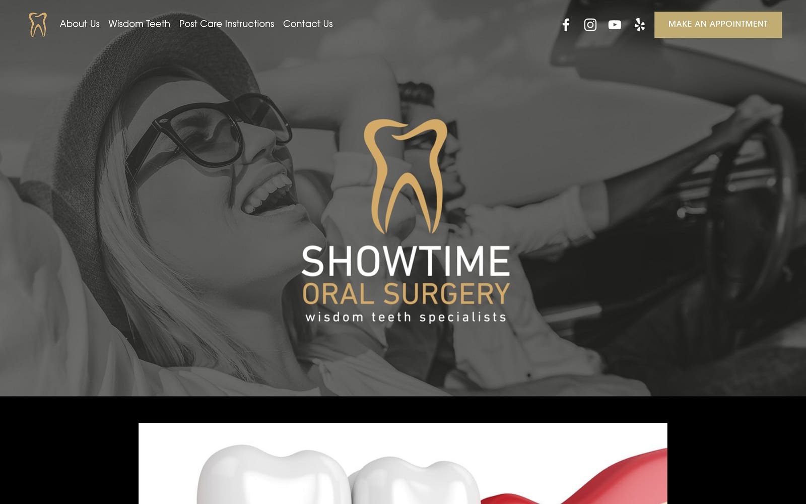 The screenshot of showtime oral surgery - wisdom teeth specialists showtimeoralsurgery. Com website