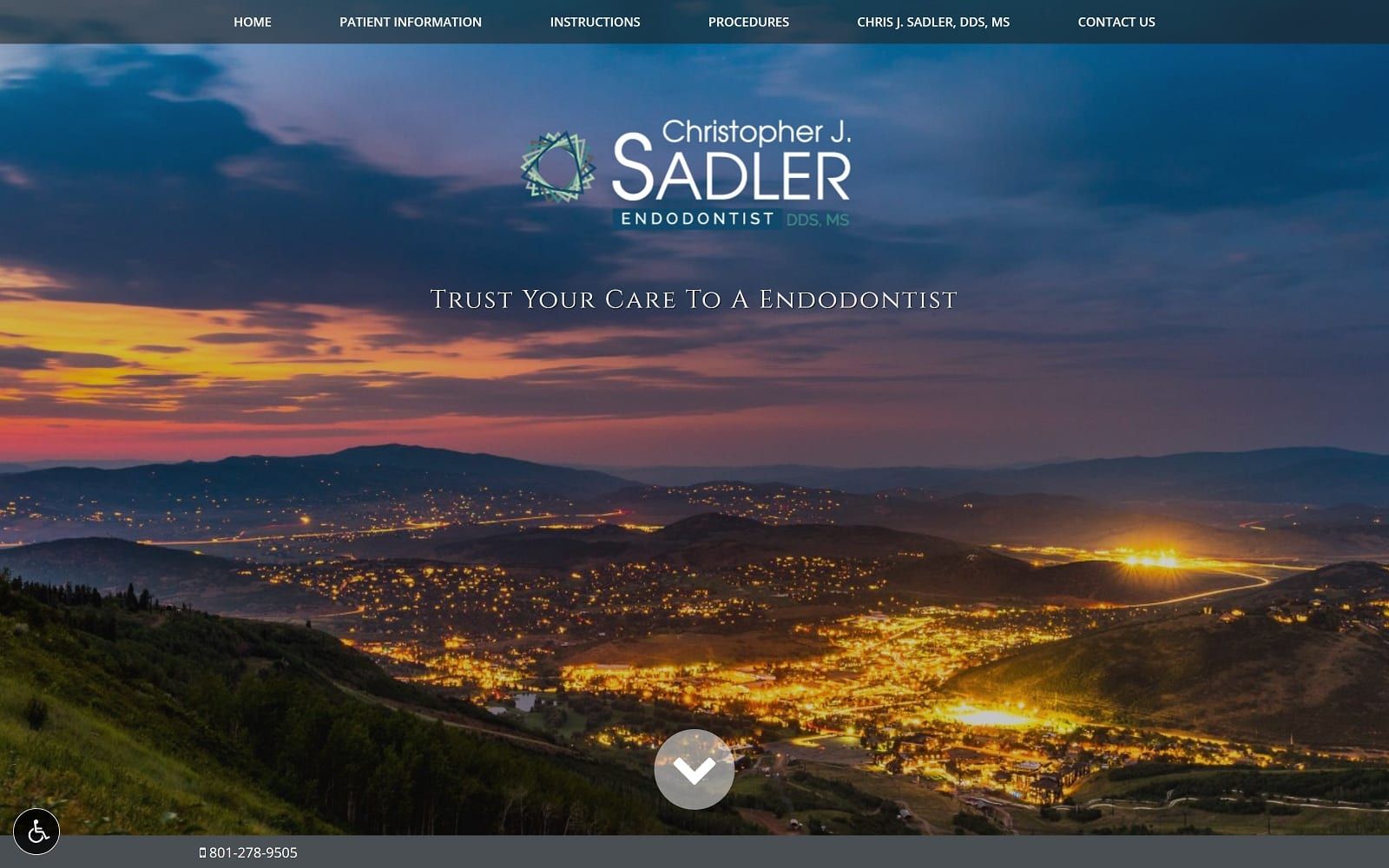 The screenshot of sadler endodontics slcendo. Com dr. Christopher j. Sadler website