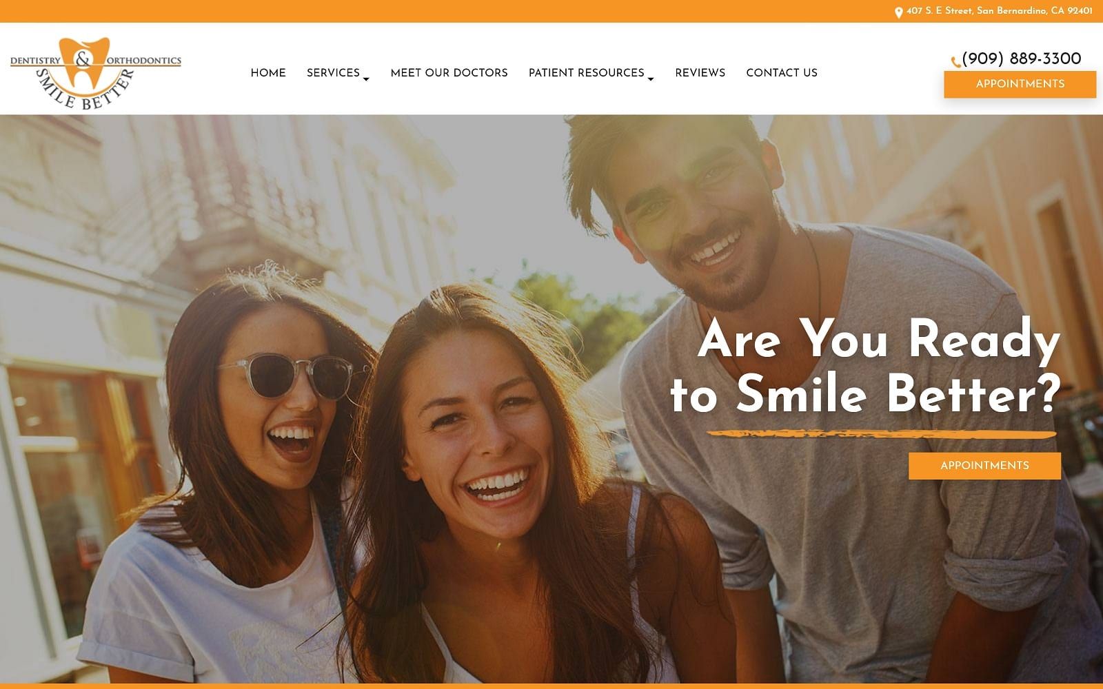 The screenshot of smile better dentistry and orthodontics-san bernadino smilebettersanbernardino. Com dr. Matthew moadel website
