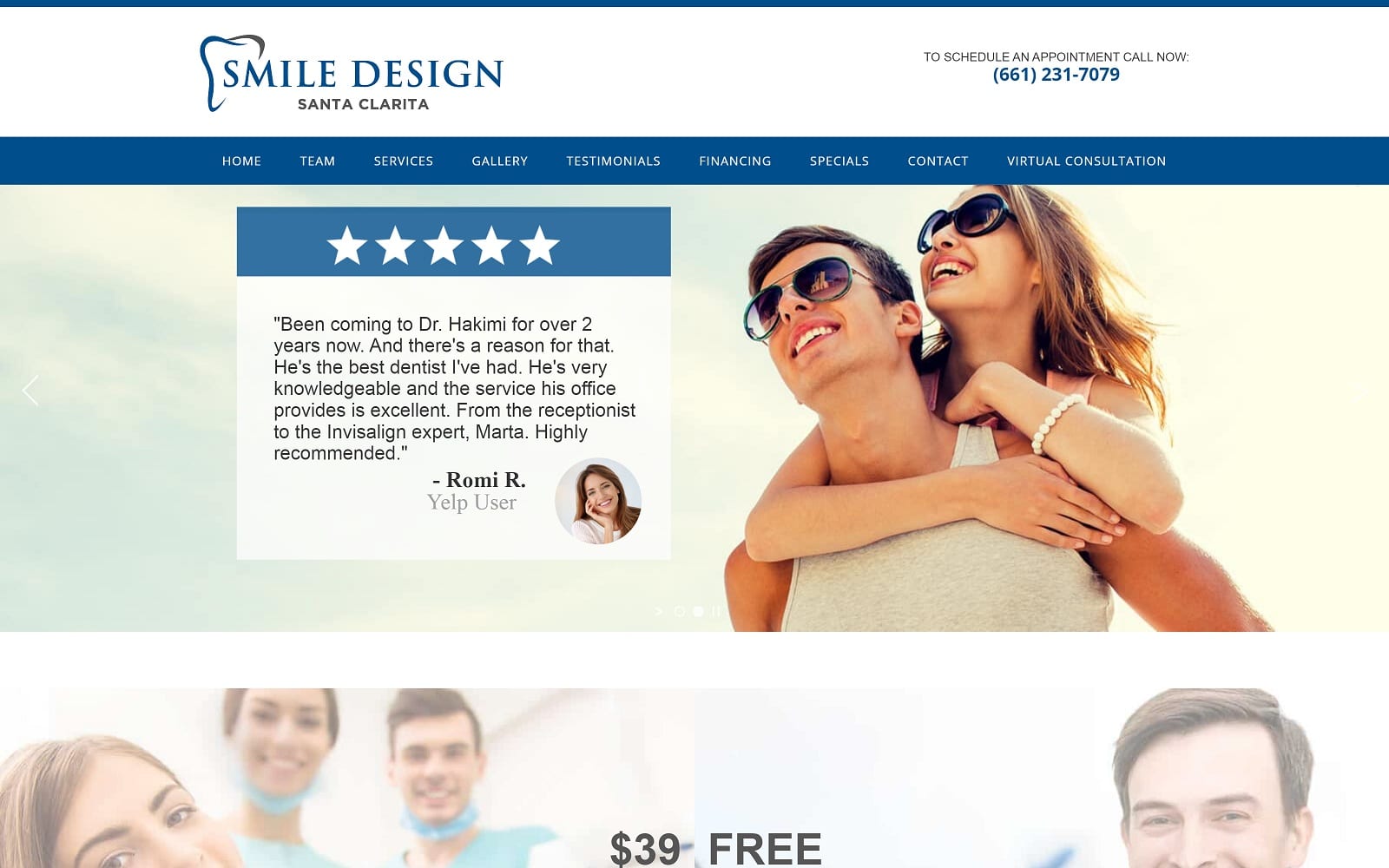 The screenshot of smile design: santa clarita smiledesignsantaclarita. Com website