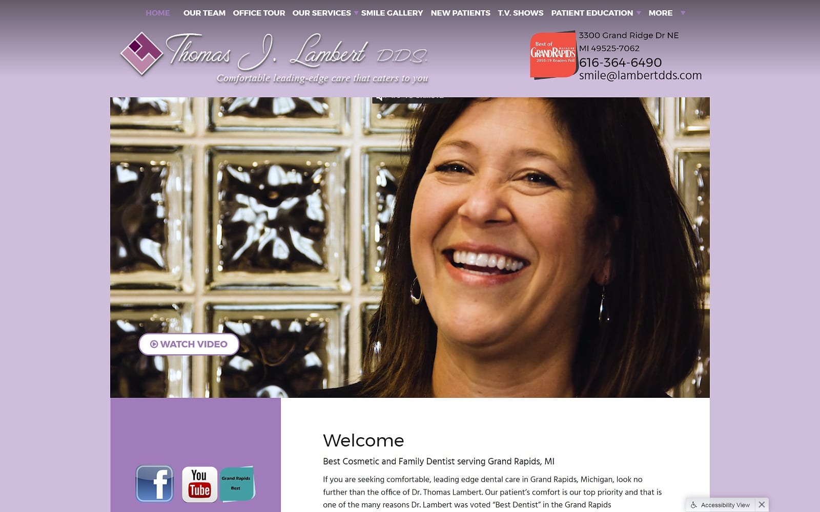 The screenshot of thomas j. Lambert, dds smilegrandrapids. Com website