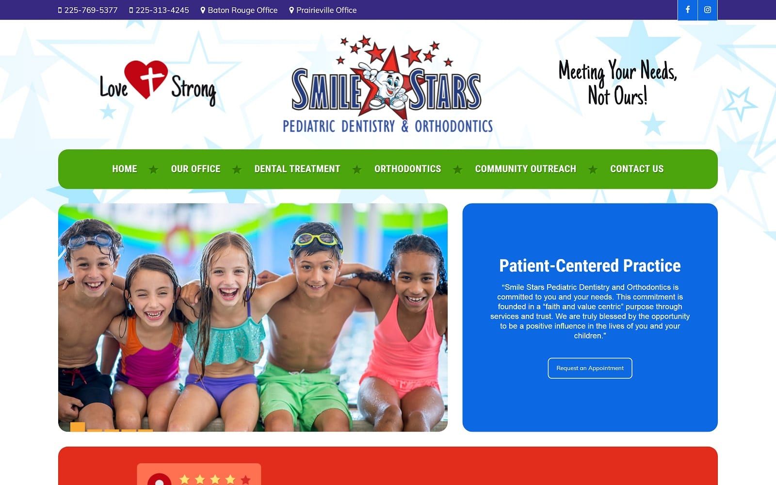 The screenshot of smile stars pediatric dentistry and orthodontics smilestars. Com website