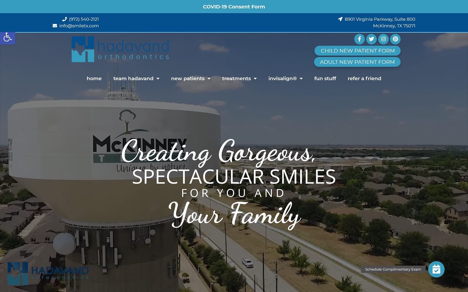 The screenshot of hadavand orthodontics smiletx. Com website