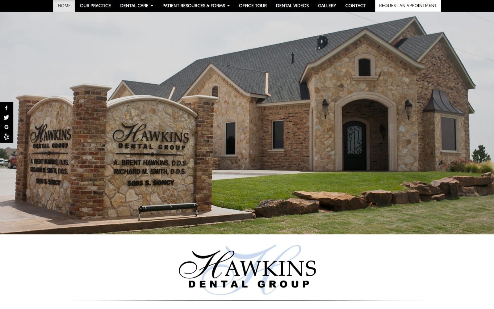 The screenshot of hawkins dental group smithandhawkinsdental. Com website