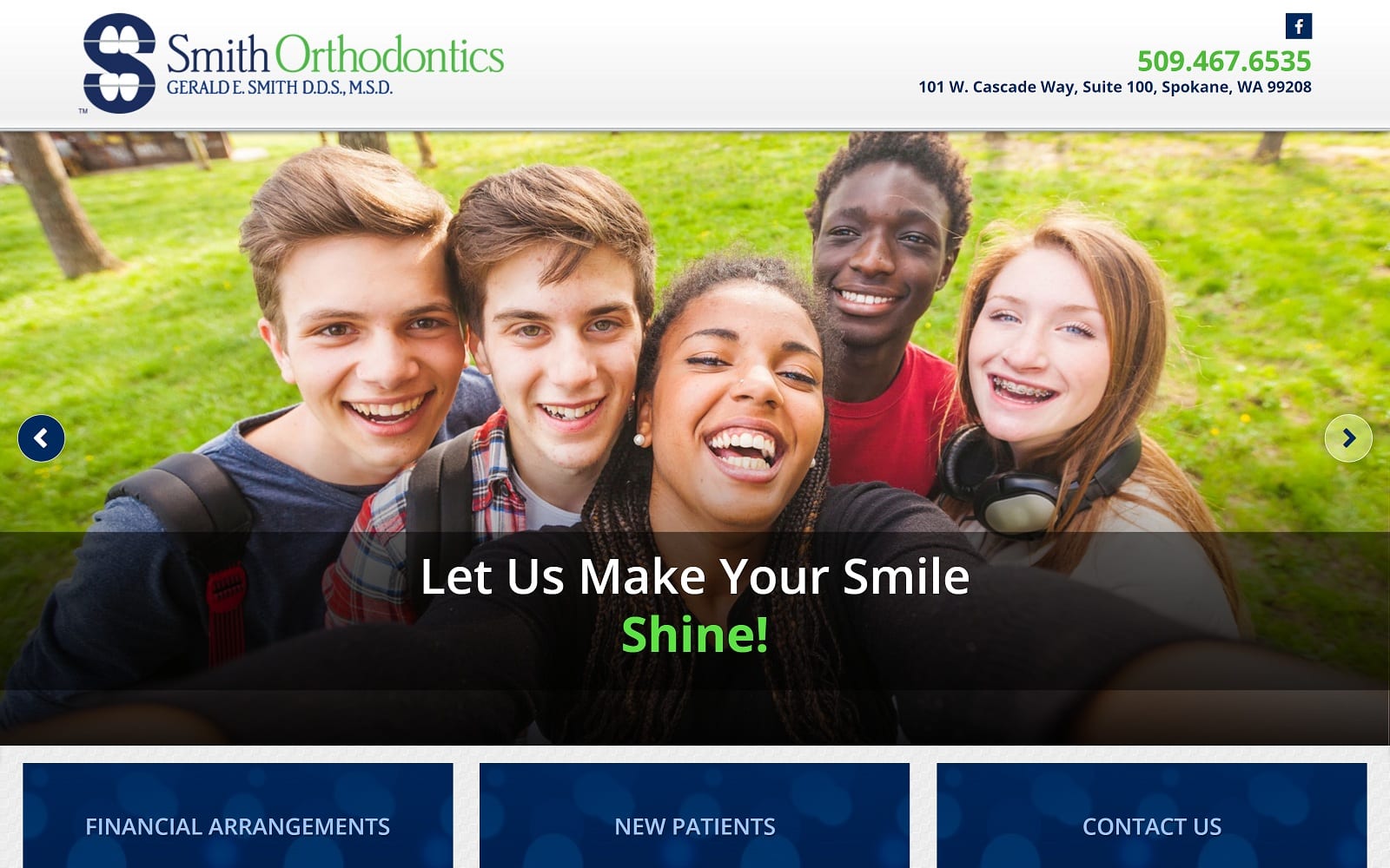 The screenshot of smith orthodontics smithorthodontics. Com dr. Gerald e. Smith website