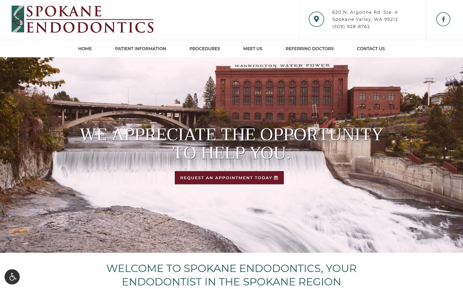 The screenshot of spokane endodontics spokaneendo. Com dr. Mckinley, jr. Website