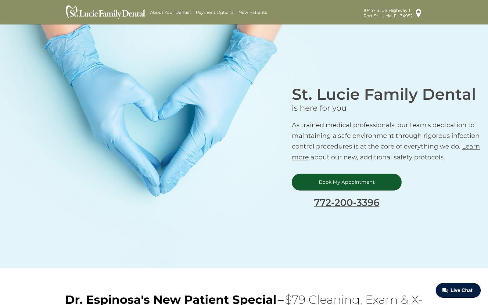 The screenshot of st. Lucie family dental stluciefamilydental. Com website