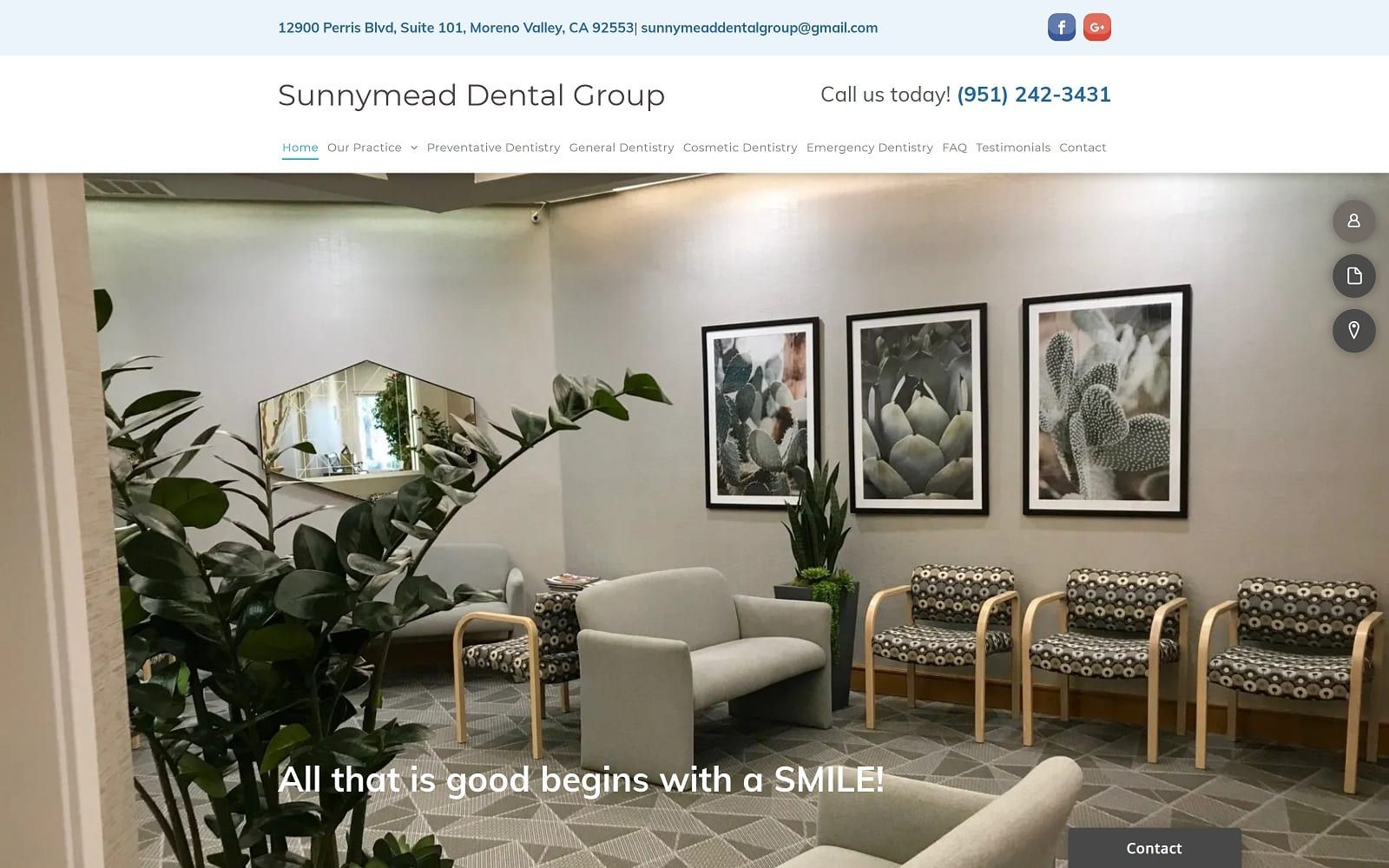 The screenshot of sunnymead dental group sunnymeaddentalgroup. Com website