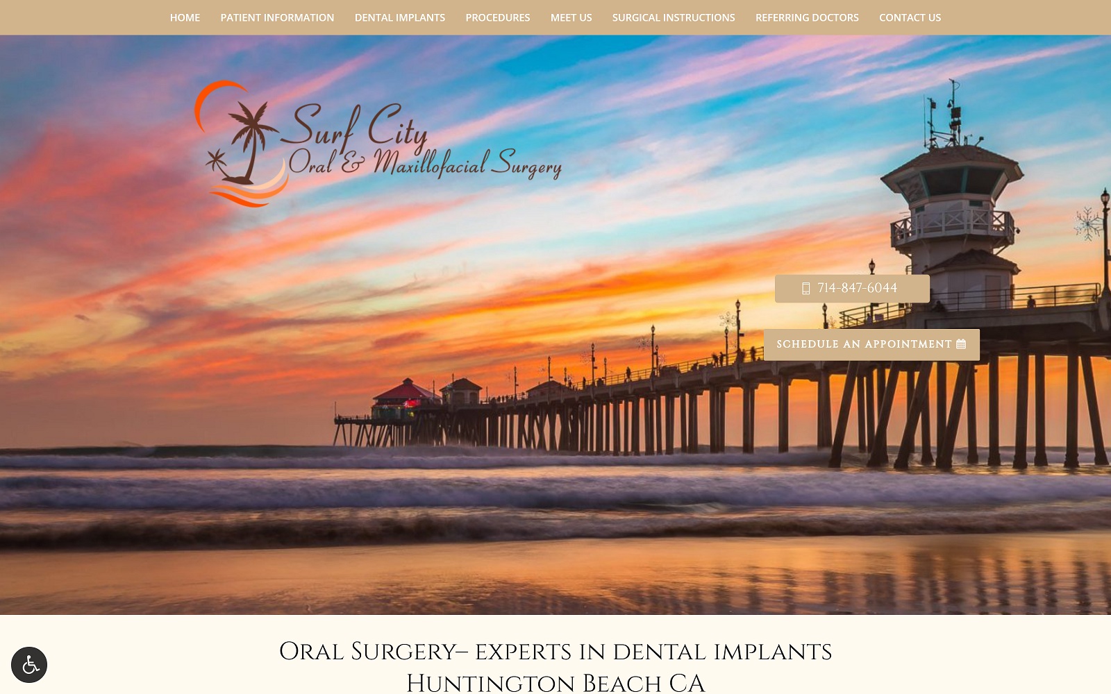 The screenshot of surf city oral & maxillofacial surgery surfcityoms. Com website