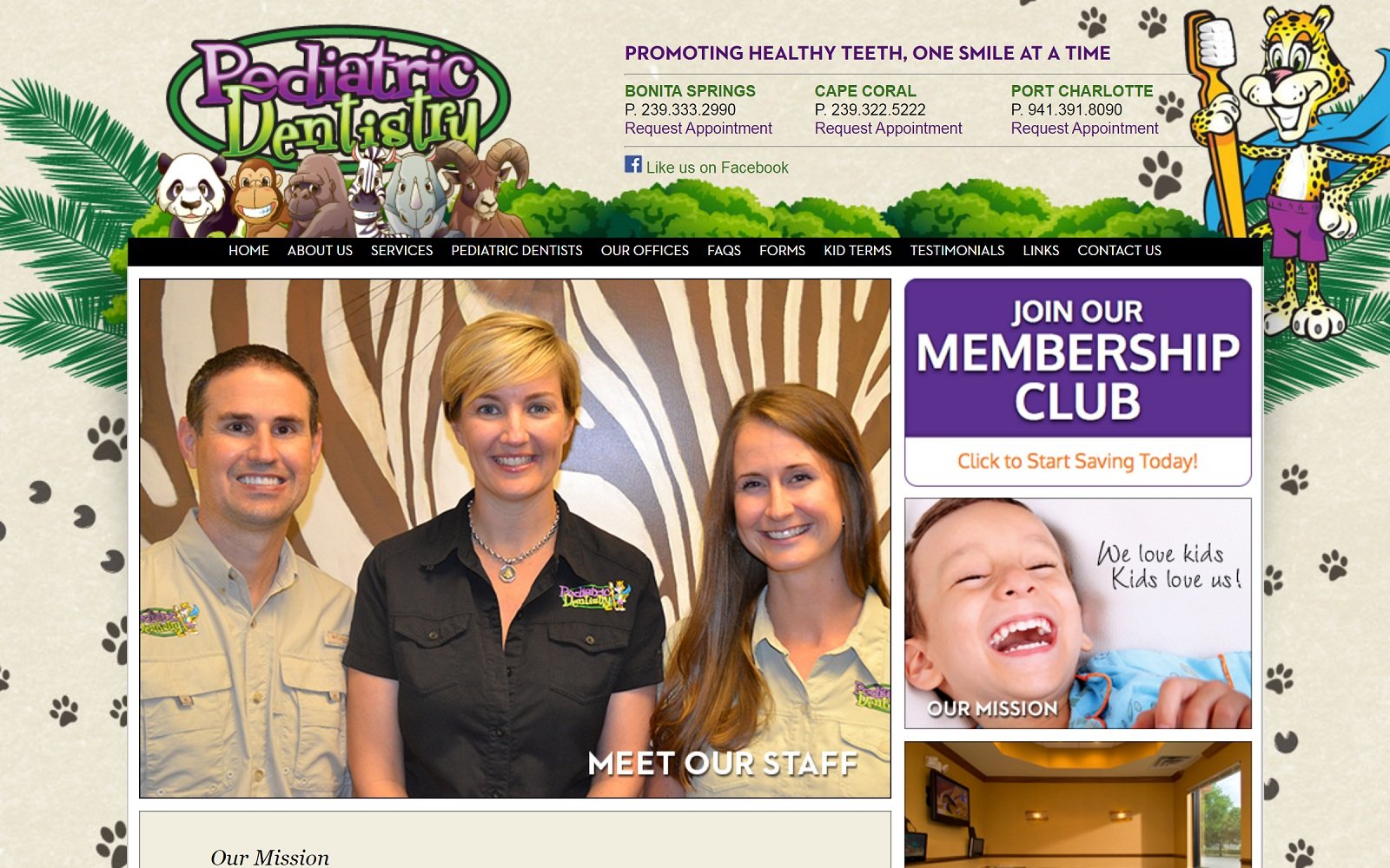 The screenshot of pediatric dentistry of cape coral swfl-pediatricdentistry. Com website