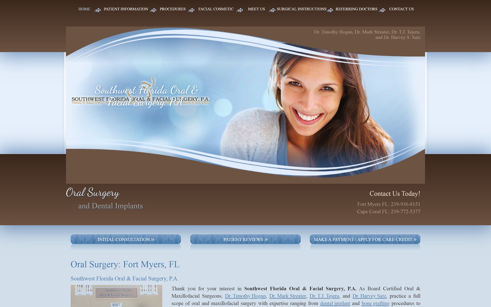 The screenshot of southwest florida oral and facial surgery swfofs. Com website