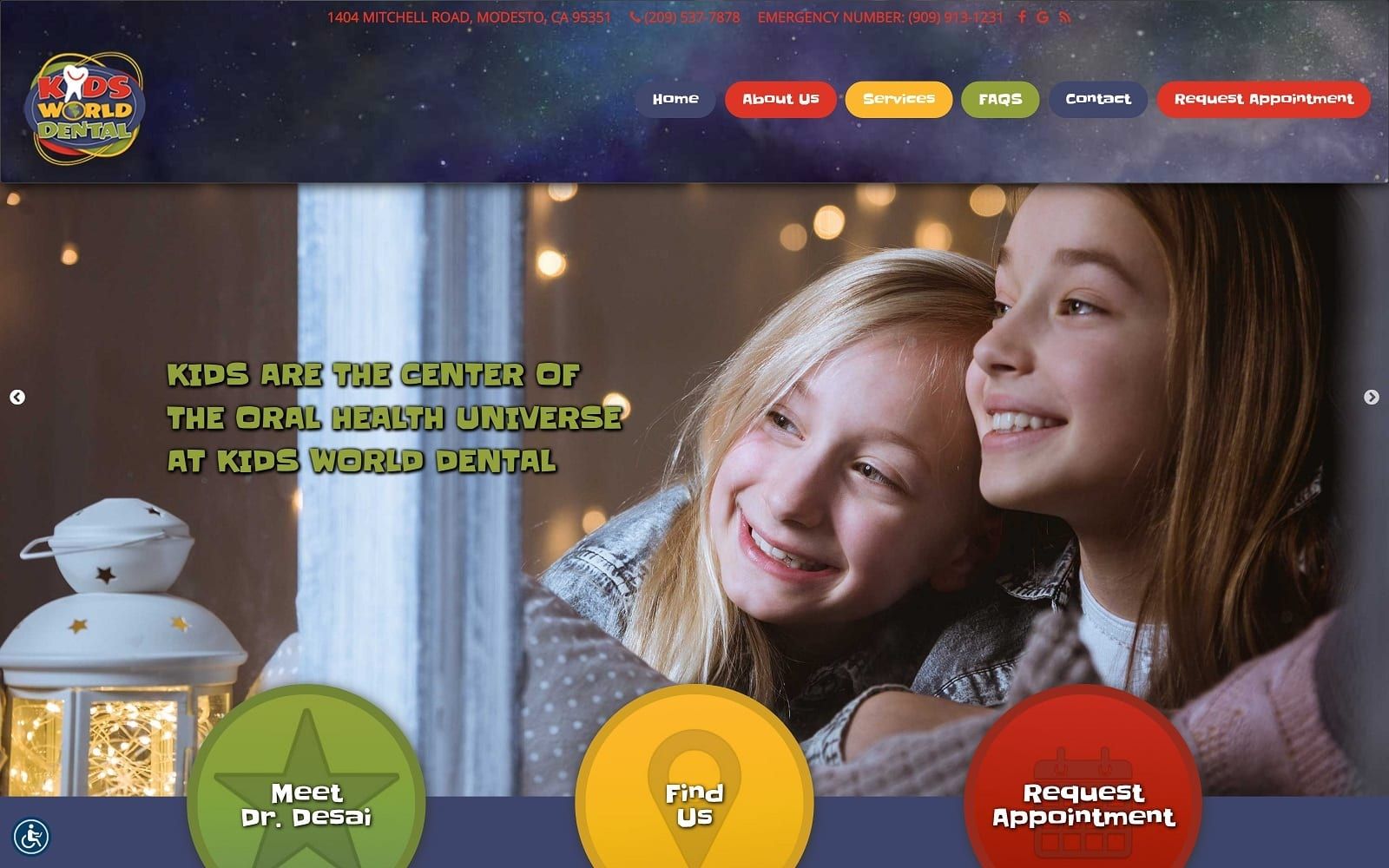 The screenshot of kids world dental thekidsworlddental. Com website