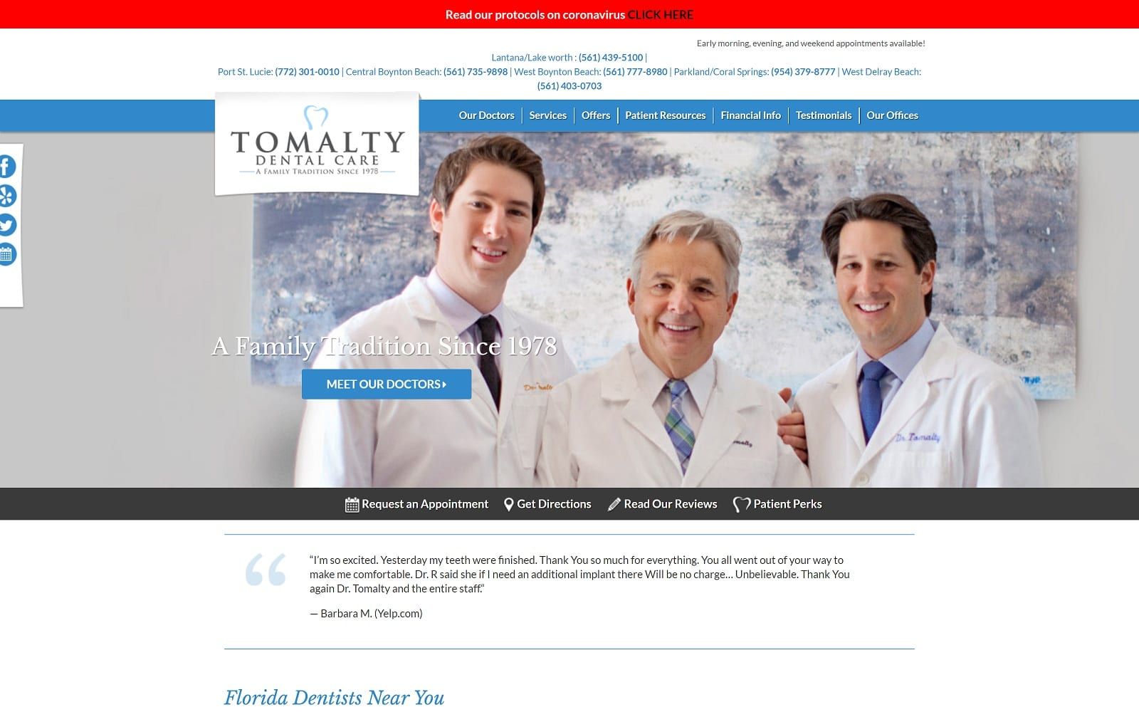 The screenshot of tomalty dental care of port st. Lucie fl tomaltydentalcare. Net website