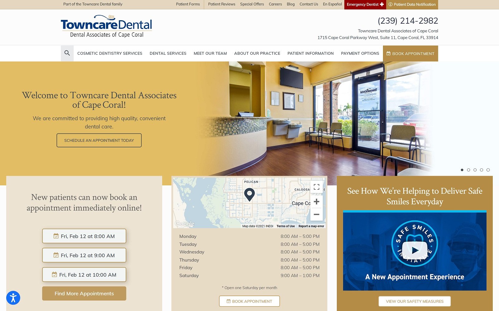 The screenshot of towncare dental associates of cape coral towncaredental. Com/locations/cape-coral website