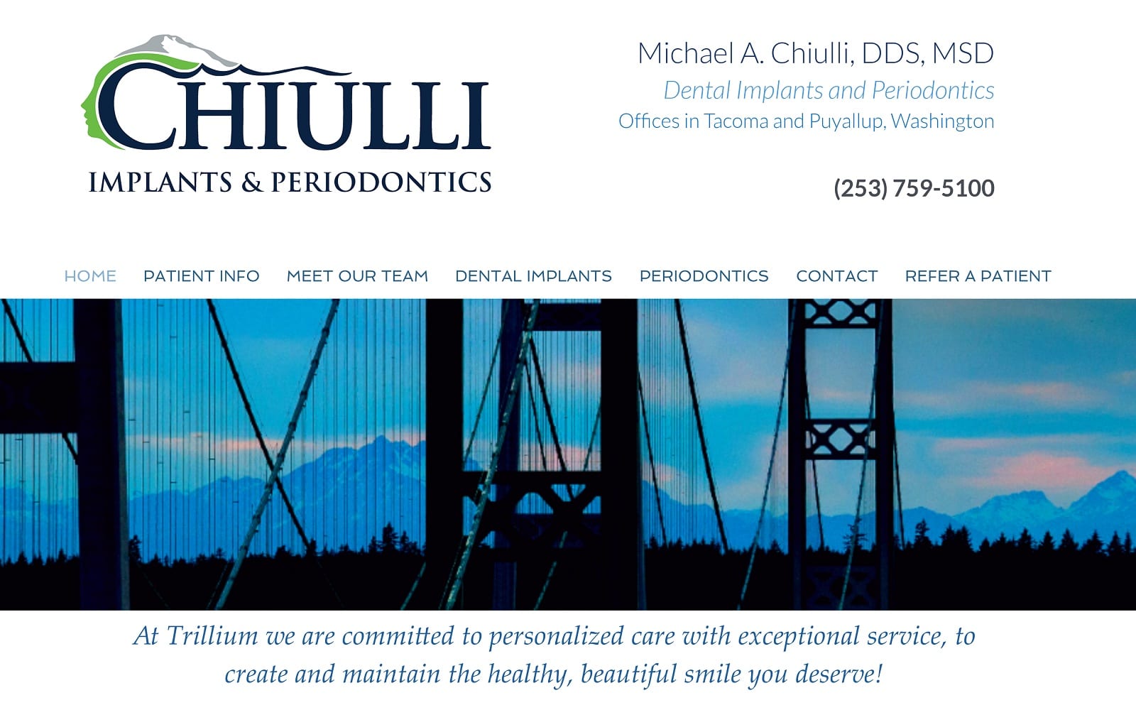 The screenshot of chiulli implants and periodontics trilliumdentalspecialists. Com dr. Michael a. Chiulli website