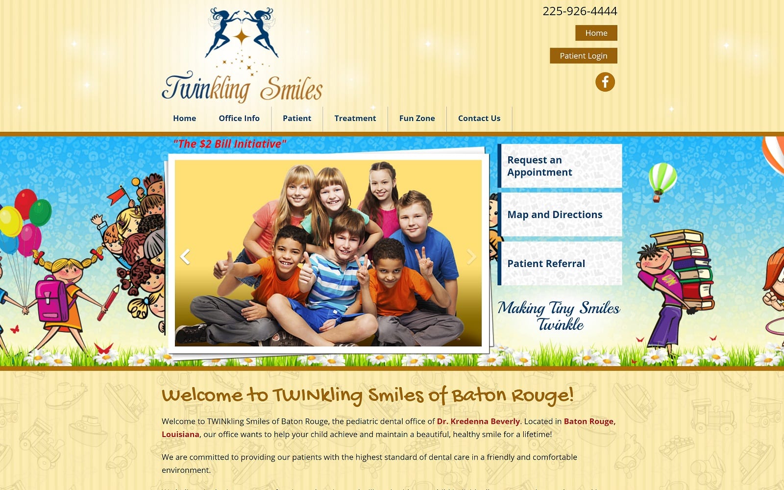 The screenshot of twinkling smiles-baton rouge twinklingsmilesofbatonrouge. Com dr. Kredenna beverly website