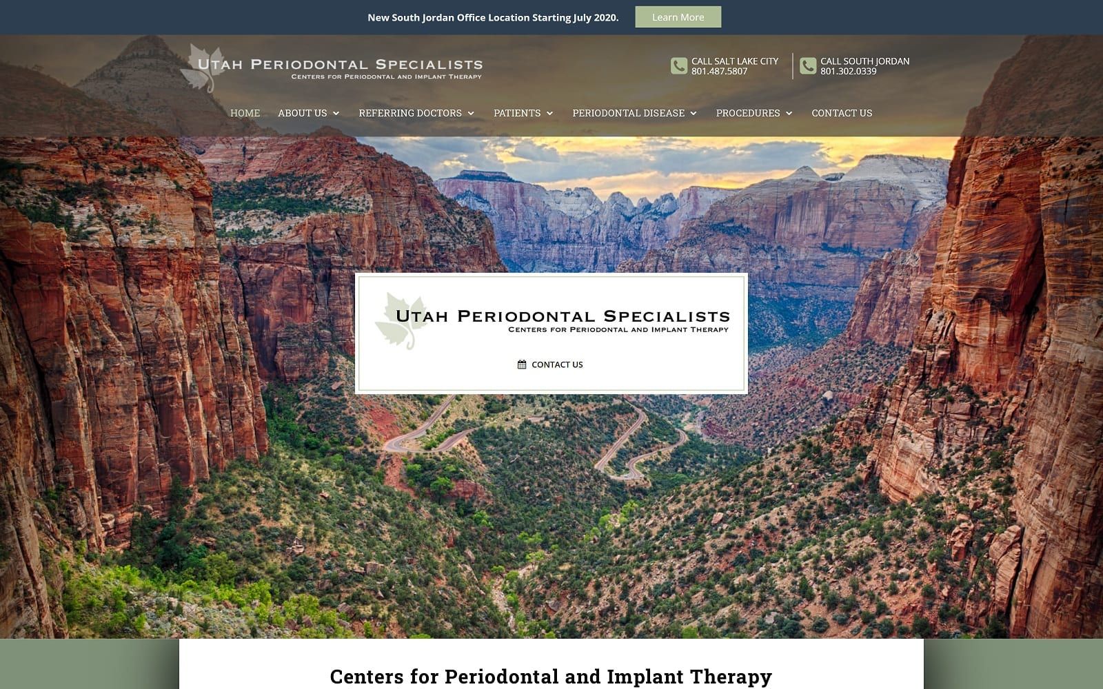 The screenshot of utah periodontal specialists utahperio. Com website