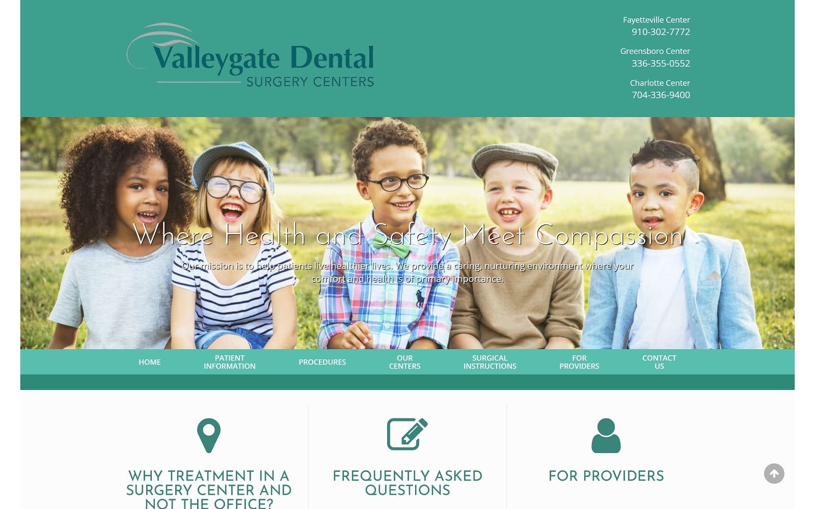 The screenshot of valleygate dental surgery center valleygatedentalsurgery. Com website