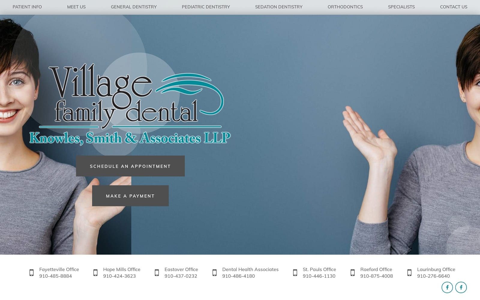 The screenshot of village family dental: faith mcgibbon, dds  vfdental. Com website