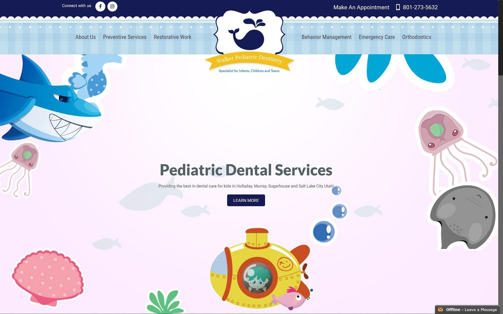 The screenshot of walker pediatric dentistry walkerpediatricdentistry. Com website