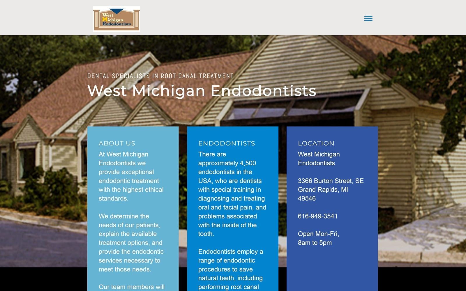 The screenshot of west michigan endodontists wm-endo. Com website