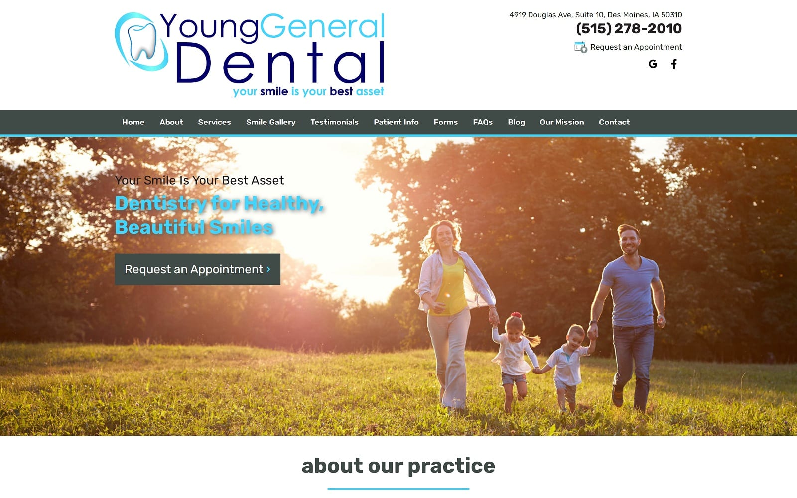 The screenshot of young general dental ygdental. Com website