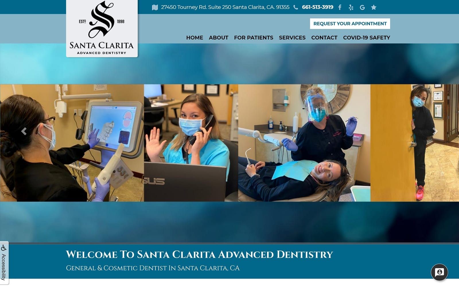 The screenshot of santa clarita advanced dentistry yourvalenciadentist. Com website