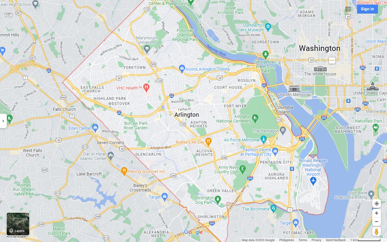 Arlington Virginia map