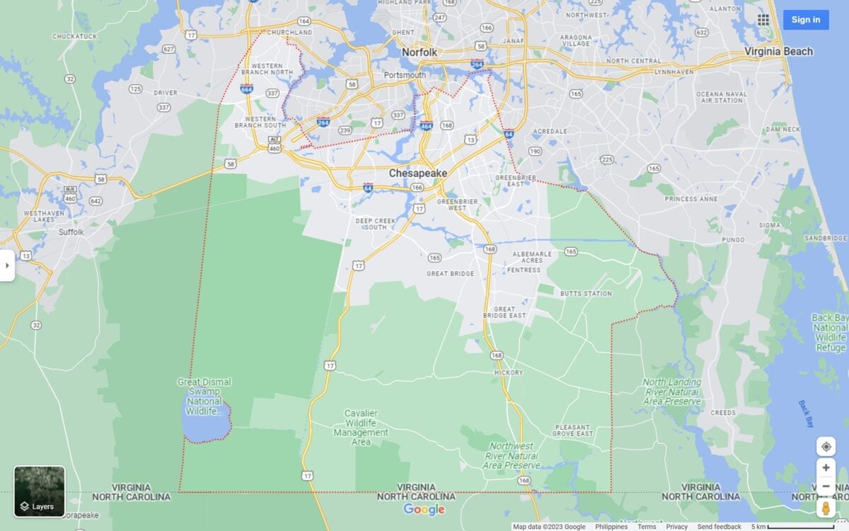 Chesapeake VA map