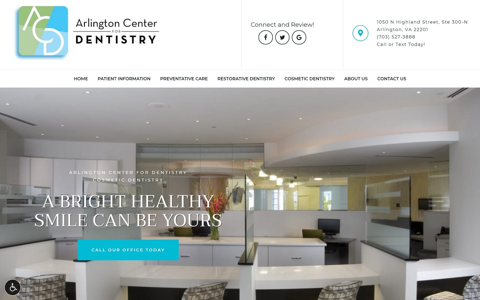 The screenshot of arlington center for dentistry arlingtoncenterfordentistry. Com website