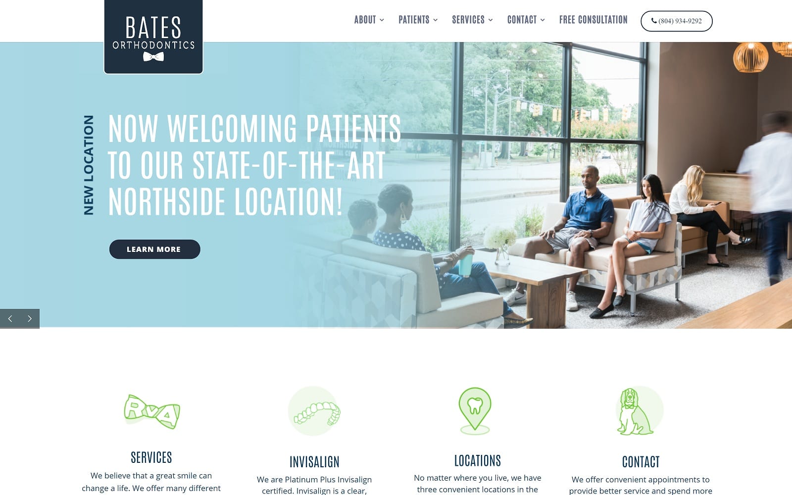 The screenshot of bates orthodontics - west end office batesbraces. Com dr. Sheldon bates website