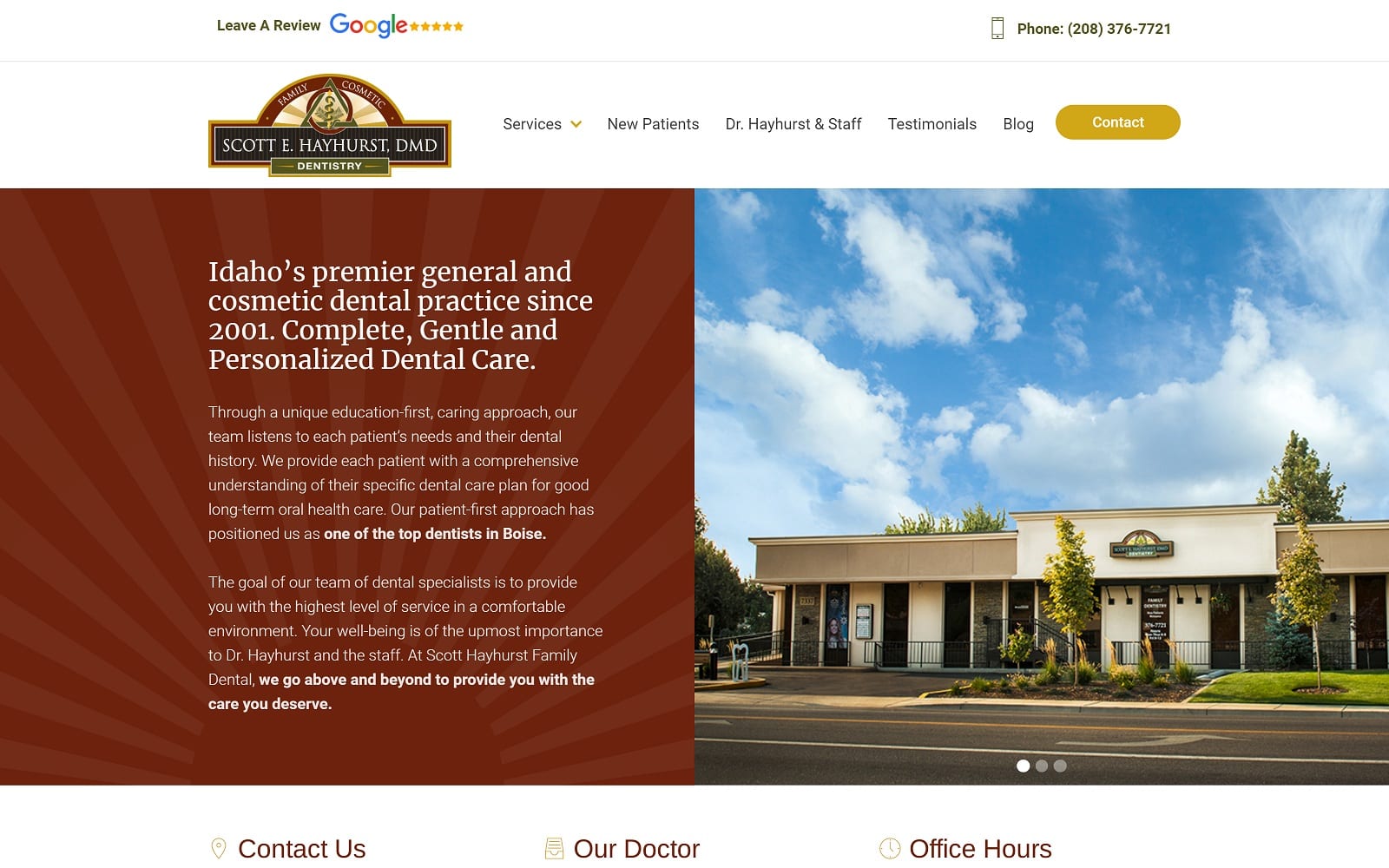 The screenshot of scott e. Hayhurst family and cosmetic dentistry boisedentistsmiles. Com website